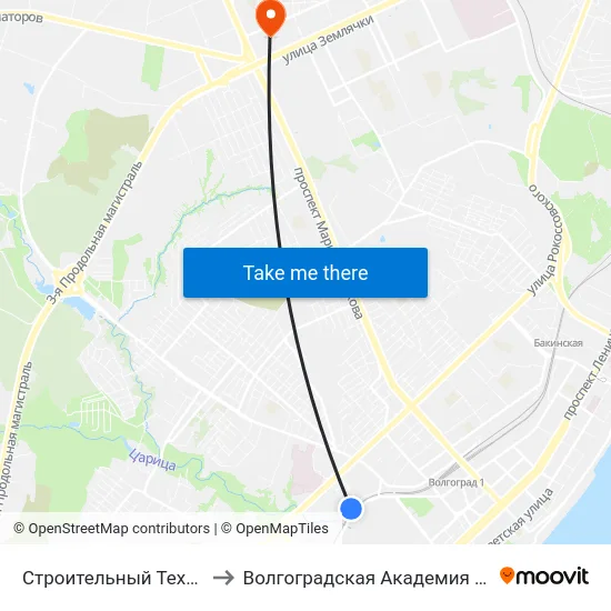 Строительный Техникум (Б) to Волгоградская Академия Мвд России map