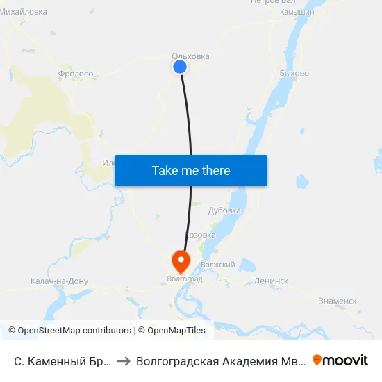 С. Каменный Брод (А) to Волгоградская Академия Мвд России map