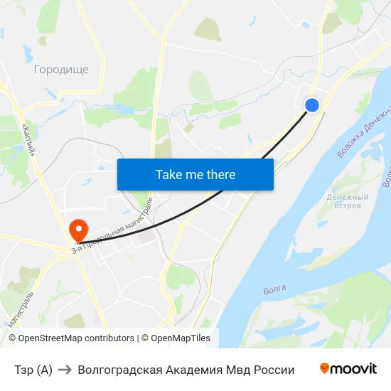Тзр (А) to Волгоградская Академия Мвд России map