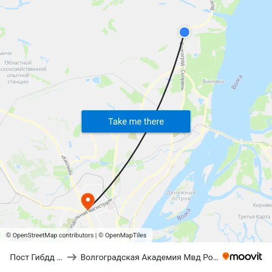 Пост Гибдд (А) to Волгоградская Академия Мвд России map
