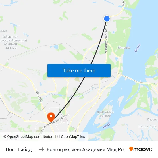 Пост Гибдд (Б) to Волгоградская Академия Мвд России map