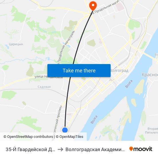 35-Й Гвардейской Дивизии (Б) to Волгоградская Академия Мвд России map