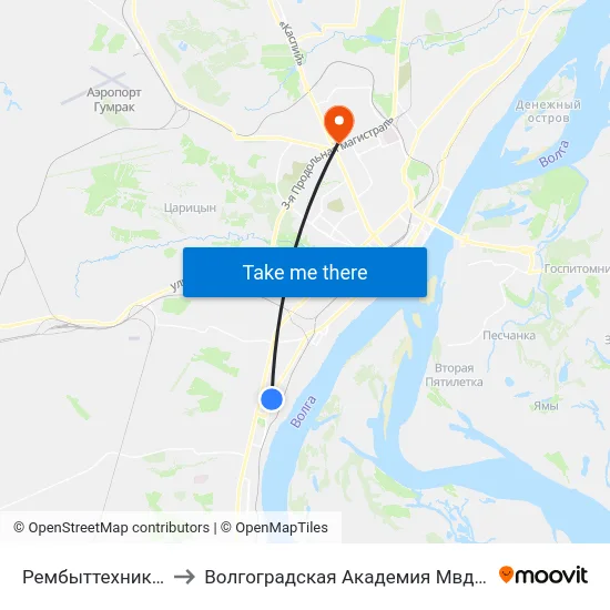 Рембыттехника (А) to Волгоградская Академия Мвд России map