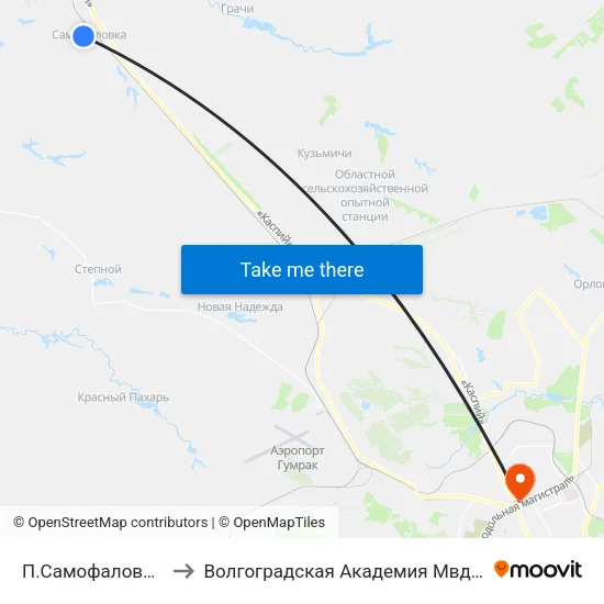П.Самофаловка (Б) to Волгоградская Академия Мвд России map