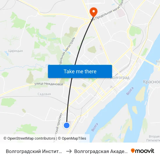 Волгоградский Институт Кооперации (Б) to Волгоградская Академия Мвд России map