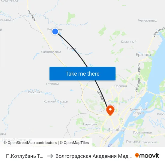 П.Котлубань Тр. (А) to Волгоградская Академия Мвд России map