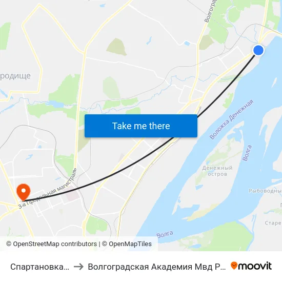 Спартановка (А) to Волгоградская Академия Мвд России map
