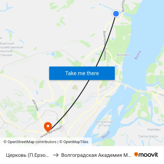 Церковь (П.Ерзовка) (Б) to Волгоградская Академия Мвд России map