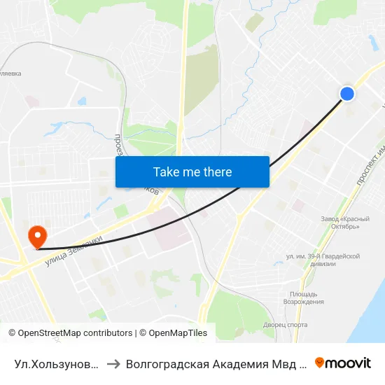 Ул.Хользунова (Б) to Волгоградская Академия Мвд России map