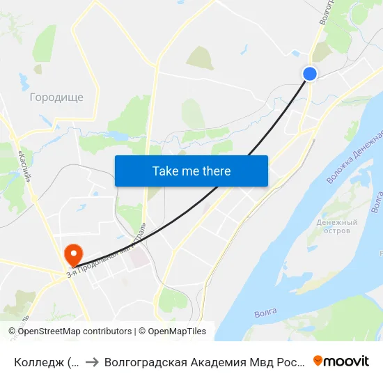 Колледж (Б) to Волгоградская Академия Мвд России map