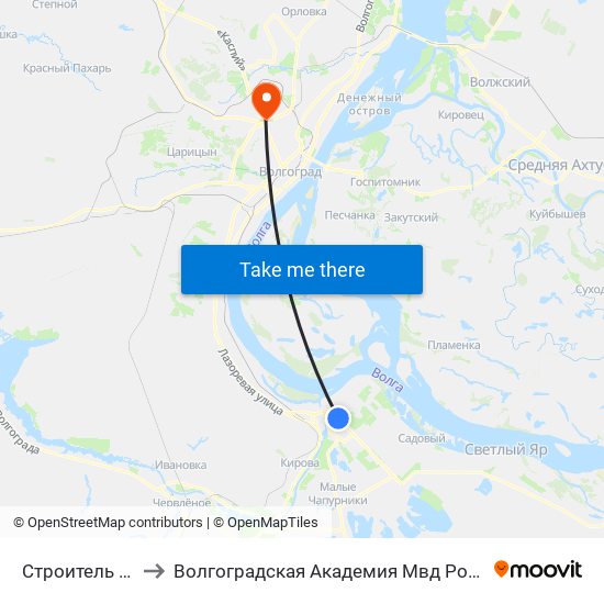 Строитель (А) to Волгоградская Академия Мвд России map