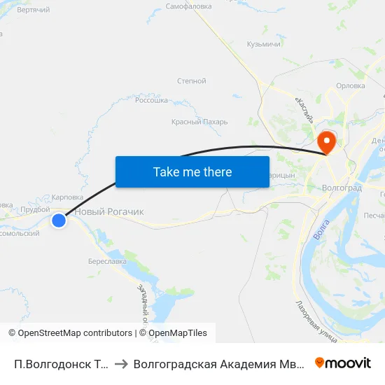 П.Волгодонск Тр. (А) to Волгоградская Академия Мвд России map