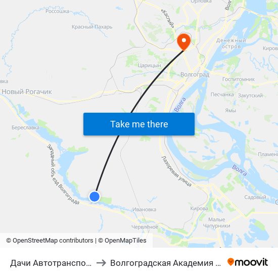 Дачи Автотранспортник (А) to Волгоградская Академия Мвд России map