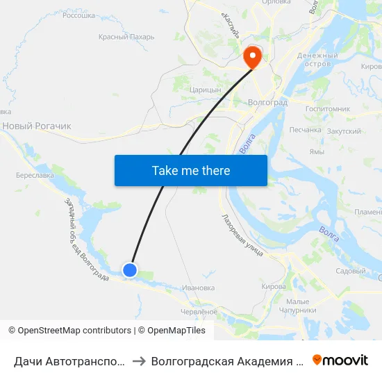 Дачи Автотранспортник (Б) to Волгоградская Академия Мвд России map