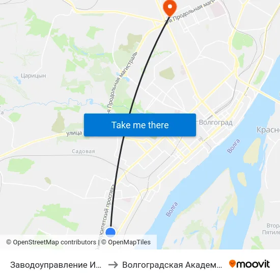 Заводоуправление Им.Петрова (А) to Волгоградская Академия Мвд России map