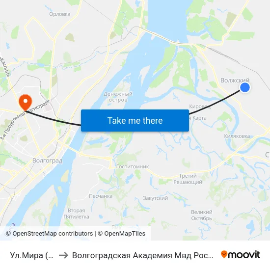 Ул.Мира (А) to Волгоградская Академия Мвд России map