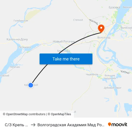 С/З Крепь (А) to Волгоградская Академия Мвд России map