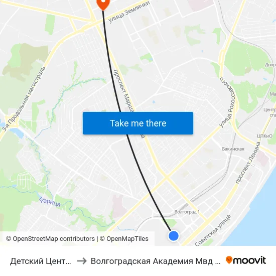 Детский Центр (А) to Волгоградская Академия Мвд России map