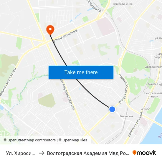Ул. Хиросимы to Волгоградская Академия Мвд России map