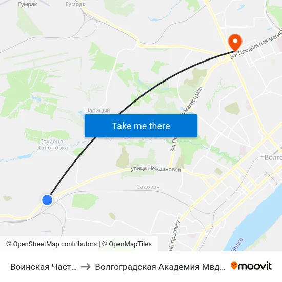 Воинская Часть (А) to Волгоградская Академия Мвд России map