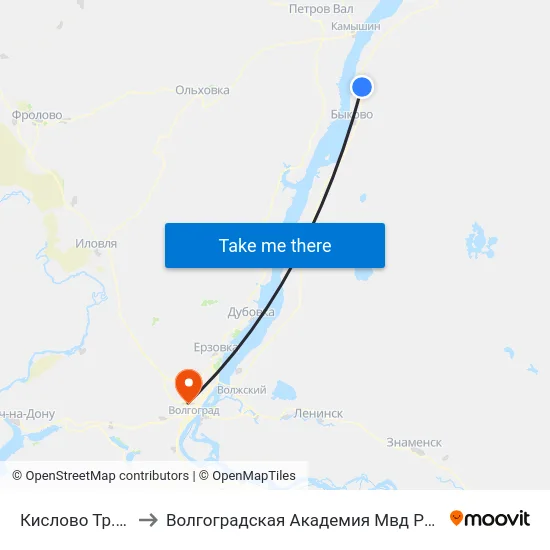 Кислово Тр. (А) to Волгоградская Академия Мвд России map