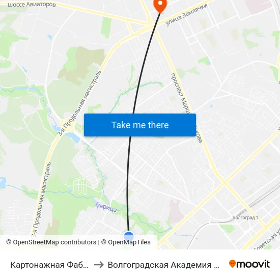 Картонажная Фабрика (Б) to Волгоградская Академия Мвд России map
