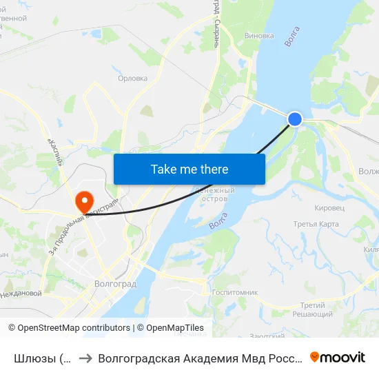 Шлюзы (А) to Волгоградская Академия Мвд России map