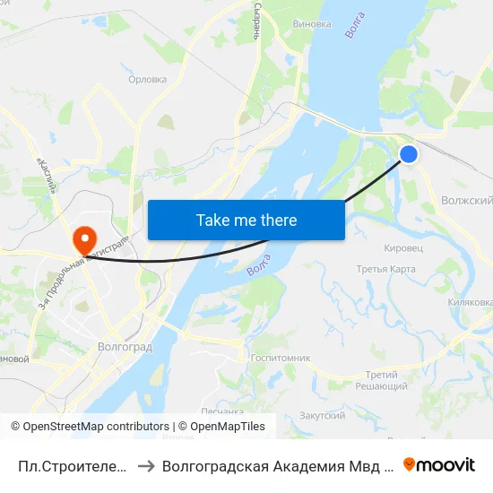 Пл.Строителей (А) to Волгоградская Академия Мвд России map