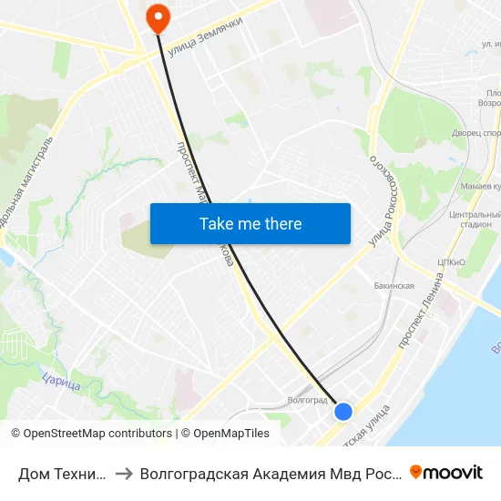 Дом Техники to Волгоградская Академия Мвд России map