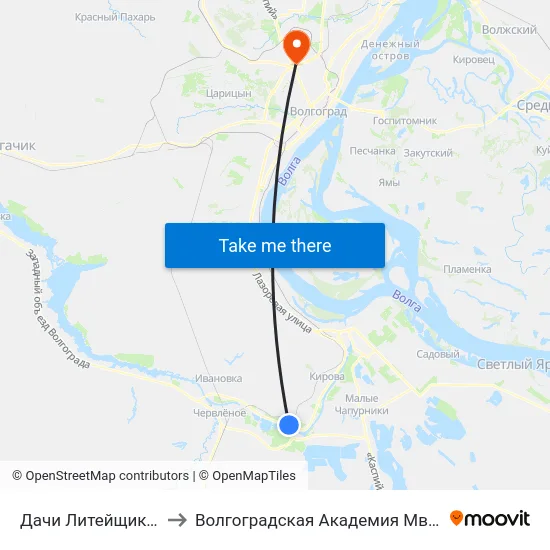 Дачи Литейщиков (А) to Волгоградская Академия Мвд России map