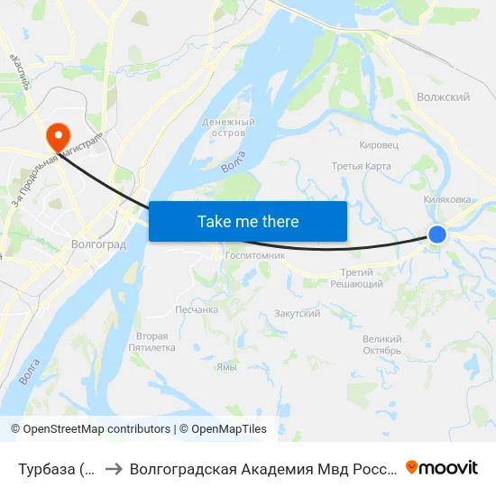 Турбаза (А) to Волгоградская Академия Мвд России map
