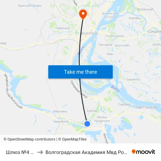 Шлюз №4 (А) to Волгоградская Академия Мвд России map