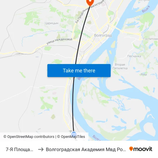 7-Я Площадка to Волгоградская Академия Мвд России map