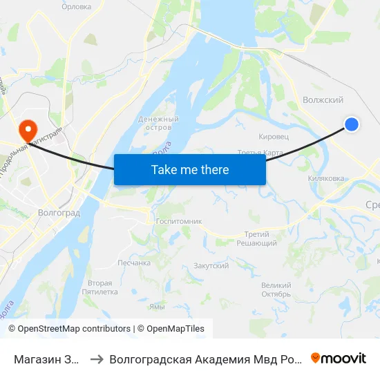 Магазин Заря to Волгоградская Академия Мвд России map