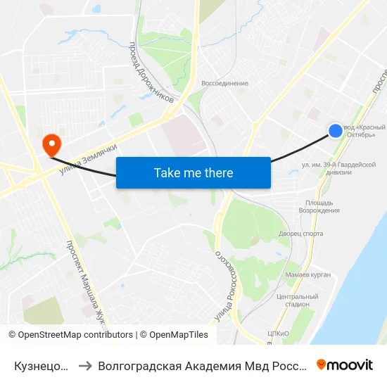 Кузнецова to Волгоградская Академия Мвд России map