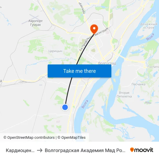 Кардиоцентр to Волгоградская Академия Мвд России map