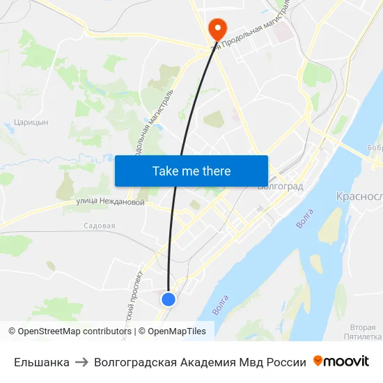 Ельшанка to Волгоградская Академия Мвд России map