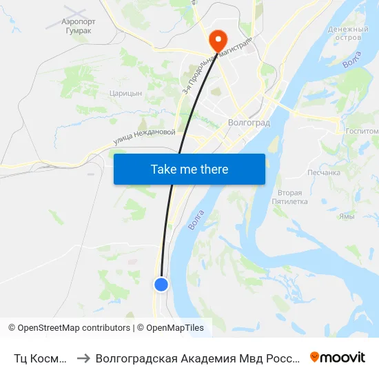 Тц Космос to Волгоградская Академия Мвд России map