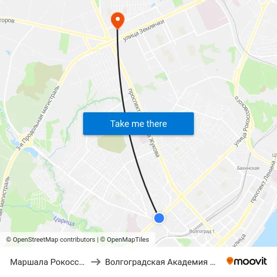 Маршала Рокоссовского to Волгоградская Академия Мвд России map