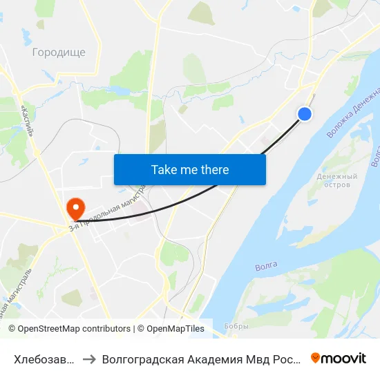 Хлебозавод to Волгоградская Академия Мвд России map