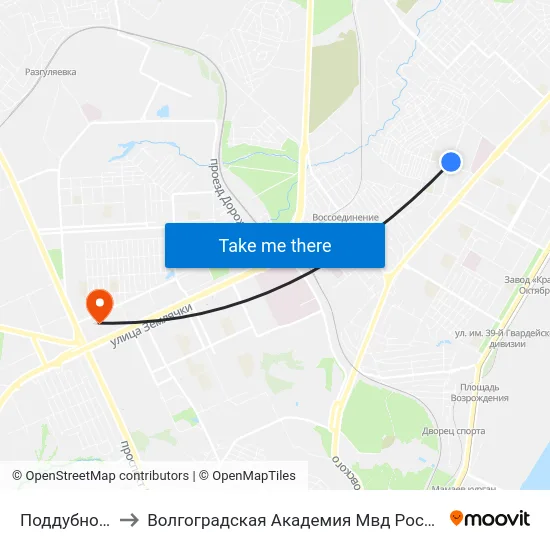 Поддубного to Волгоградская Академия Мвд России map