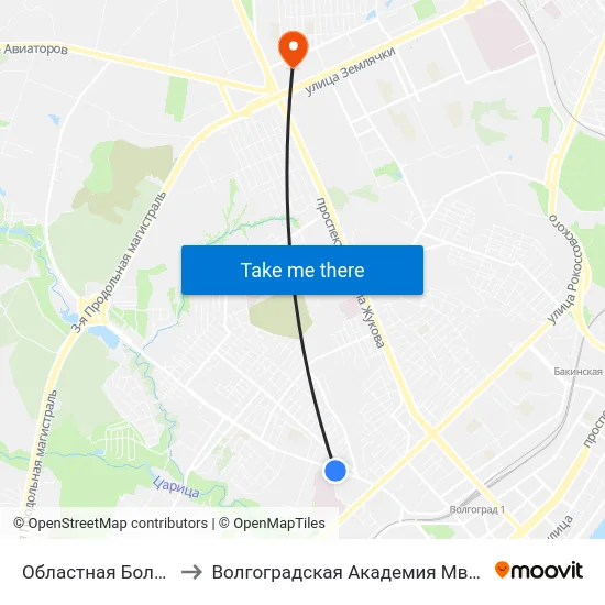 Областная Больница to Волгоградская Академия Мвд России map