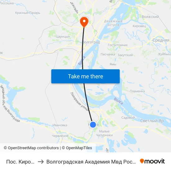 Пос. Кирова to Волгоградская Академия Мвд России map