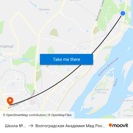 Школа №87 to Волгоградская Академия Мвд России map