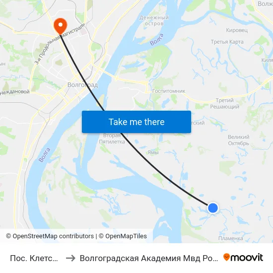Пос. Клетский to Волгоградская Академия Мвд России map
