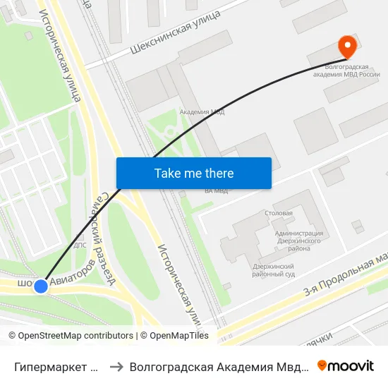 Гипермаркет Ашан to Волгоградская Академия Мвд России map