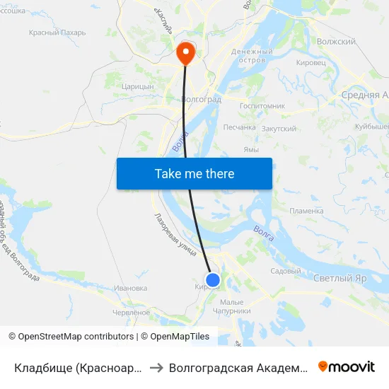 Кладбище (Красноармейский Р-Н) to Волгоградская Академия Мвд России map