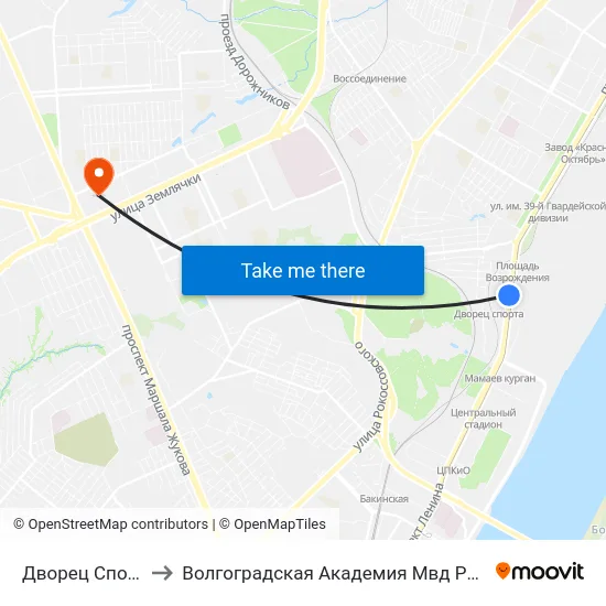 Дворец Спорта to Волгоградская Академия Мвд России map