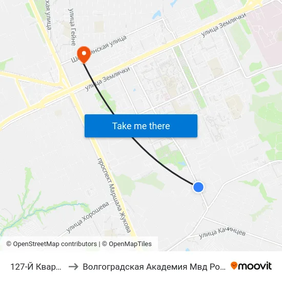 127-Й Квартал to Волгоградская Академия Мвд России map