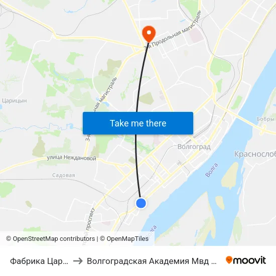 Фабрика Царица to Волгоградская Академия Мвд России map